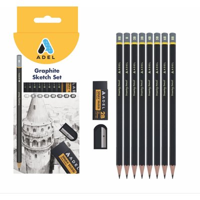 ADEL DRAWING SET 8 PENCILS+ERASER+SHARPENER