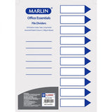 Marlin FILE DIVIDERS / INDEXES - 160gsm PASTEL BOARD