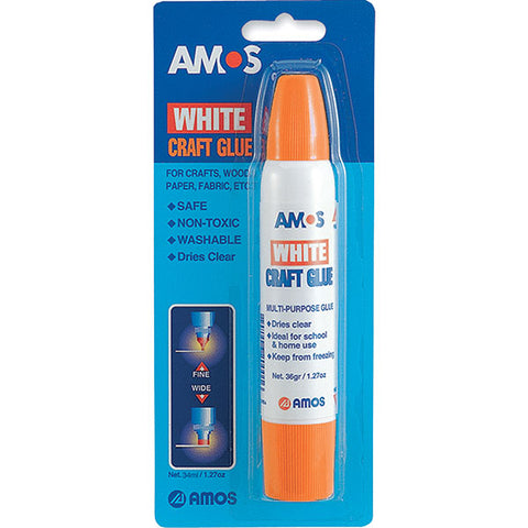 AMOS CRAFT GLUE WHITE PEN 34ml Blister 1's - WCG34B1