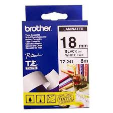 Brother TZ-241 18mm x 8m Black on White Laminated Tape