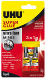 UHU Ultra Fast Minis Superglue 3 Mini Tubes