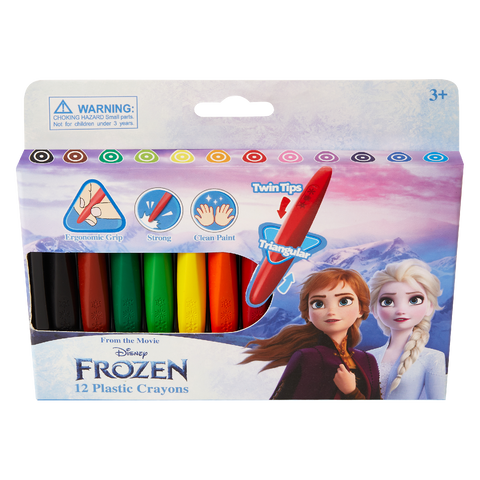 Frozen 12 Plastic Crayons Twin tip Triangular Multi