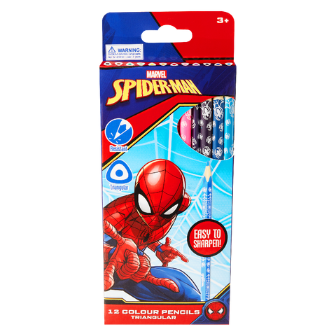 Spider-Man 12 Colour Pencils Triangular Multi