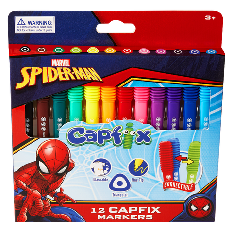 Spider-Man 12 Capfix Connectable Fibre Markers Multi