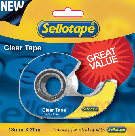 SELLOTAPE Clear Tape 18mm x 20m plus Dispenser