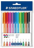 Staedtler Ball 432 Assorted Colour Polybag 10