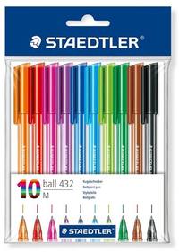 Staedtler Ball 432 Assorted Colour Polybag 10