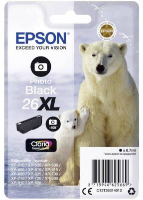 Epson Single pack Photo Black 26XL Claria Premium Ink