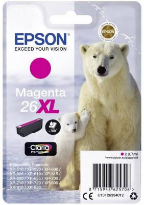 Epson Single pack Magenta 26XL Claria Premium Ink