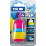 MILAN SHARPENER  + CAPSULE CONTAINER + ERASER BLISTER PINK *