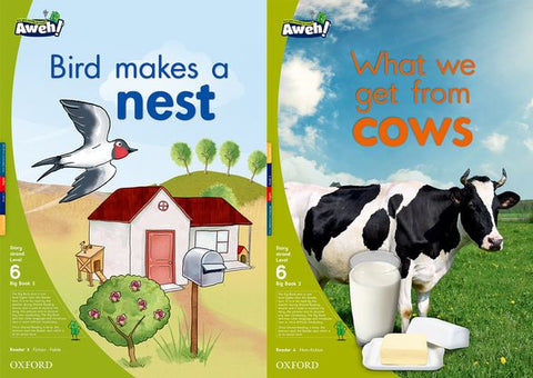 Aweh! English Grade 2 L6 Big Book 2 Bird makes a nest, What we get from cows