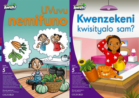 Aweh! IsiXhosa Reading Scheme Grade 2 Level 5 Big Book 1 Uvuvu nemifuno | Kwenzekeni kwisityalo sam?