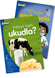 Aweh! isiZulu Phonics Grade 1 Level 3 Big Book 4 Kubuya kuphi ukudla? and UShesha noshukela