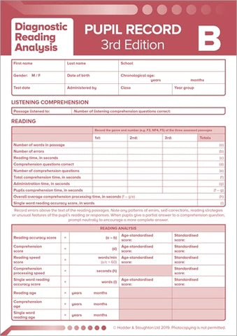 DRA PUPIL RECORD SHEET B 3ED PK10 – Elex Academic Bookstore