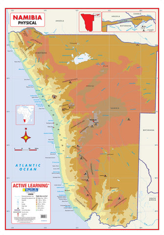 Namibia Physical Wall Map