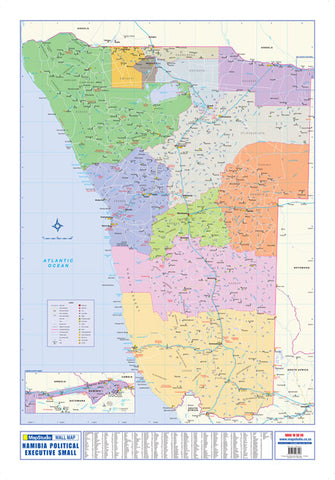 Namibia Political Executive Small Wall Map