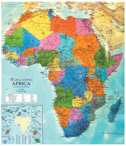 CHART: MAPS: POLITICAL MAP OF AFRICA WITH PHY. FEATURES A1