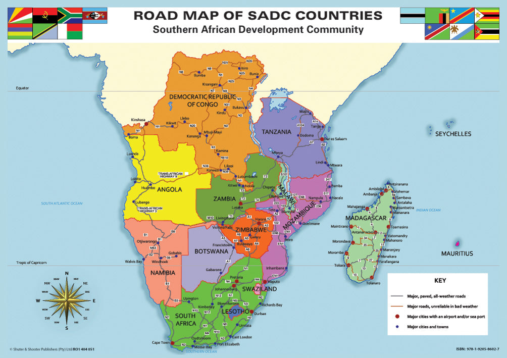 Sadd Maps CHART: SADC ROAD MAP A1 (FLAT) – Elex Academic Bookstore