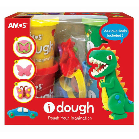 AMOS i-DOUGH/PLAY DOUGH 4 COLOURS+TOOLS - ID150P4