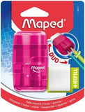 MAPED DUO Sharpener/Eraser Connect 2 Holes Translucent - Card