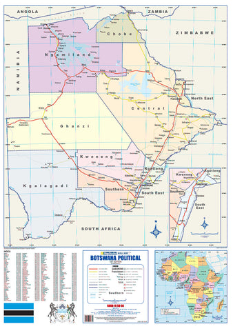 Botswana Political Wall Map