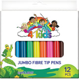 4KIDS FIBRE TIP PENS 12'S