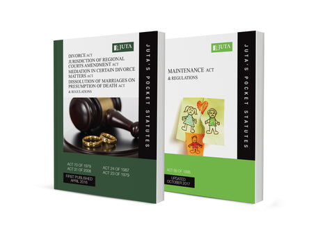 Divorce Act 70 of 1979; Jurisdiction of Regional Courts Amendment Act 31 of 2008; Mediation in Certain Divorce Matters Act 24 of 1987; Dissolution of Marriages on Presumption of Death Act 23 of 1979 & Regulations / Maintenance Act 99 of 1998 & Regulations
