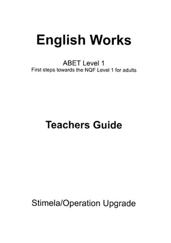 English Works Level 1 Facilitators Guide
