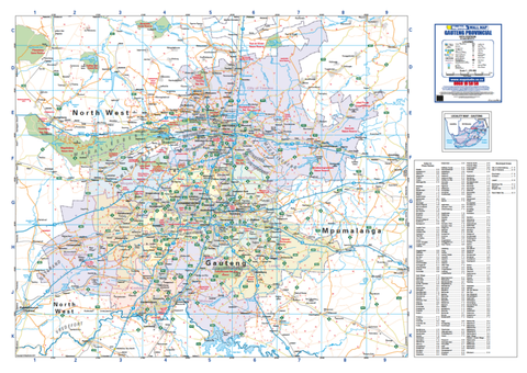 Gauteng Provincial Wall Map