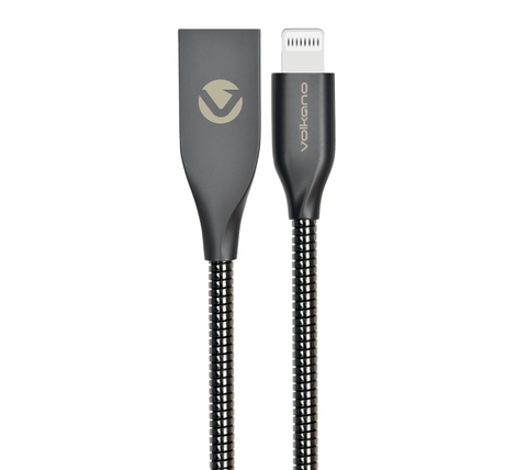 Volkano Iron Series Round Metallic Spring MFI Lightning Cable