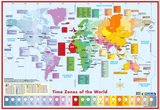 World Time Zones Wall Map