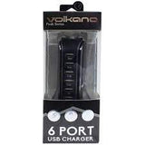 Volkano Peak series 6 port USB 2.4 A charger - BLACK