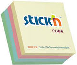 Stickn Sticky Notes Cube 76x76mm Pastel Asstd