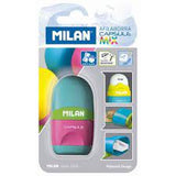 MILAN SHARPENER  WITH CAPSULE MIX CONTAINER + ERASER YELLOW