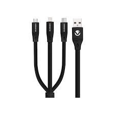 Volkano Slim Series Flat PVC 3 in 1  Cable 1m