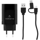 Volkano Cupla series 3.1A Dual Output Charger - Black, includes 2x charge cables