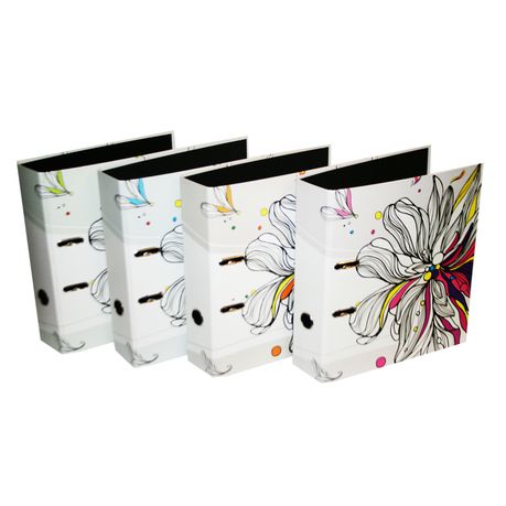 LEVER ARCH FILE BOARD FASHION FLOWER A4 4 PACK