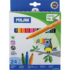 MILAN CONE-TIPPED WATER BASE FIBREPENS 24'S