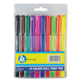 4STATIONERY COLOUR BALLPOINT PENS 10 ASSORTED