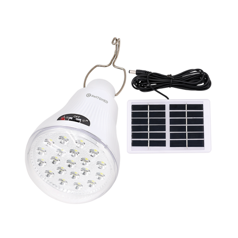 Switched Solar Powered LED Light Bulb, Solar Panel Included - White