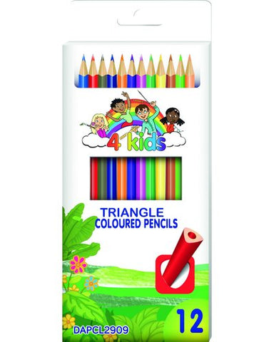 4KIDS TRIANGULAR COLOURING PENCILS 12`s LONG